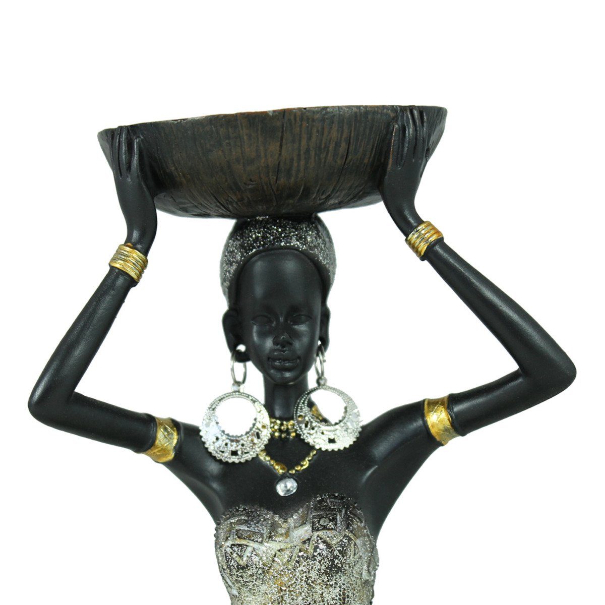 Afrika colourliving Frau handbemalt auf Afrikafigur Schale mit Figur Kopf Afrikanische dem Deko, Deko einer