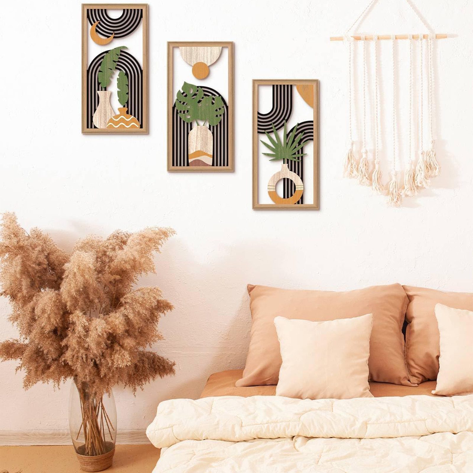 STILVORA Wanddekoobjekt 3er set Blatt Art günstig online kaufen