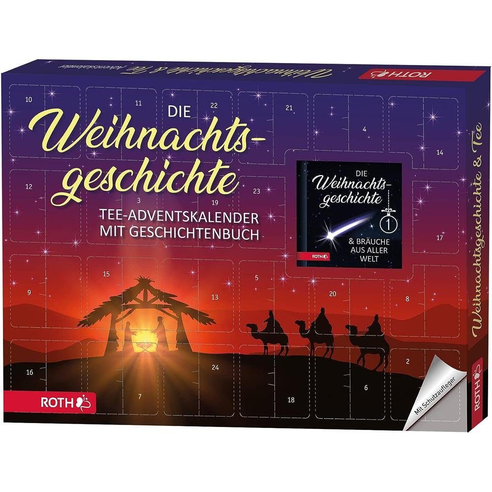 Roth Adventskalender Die Weihnachtsgeschichte, mit Bio-Heißgetränkbeutel und Geschichtenbuch