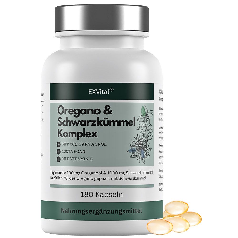 Oregano- Schwarzkümmelöl Komplex, 180 vegane Kapseln Kapseln, 180 St., 198 g