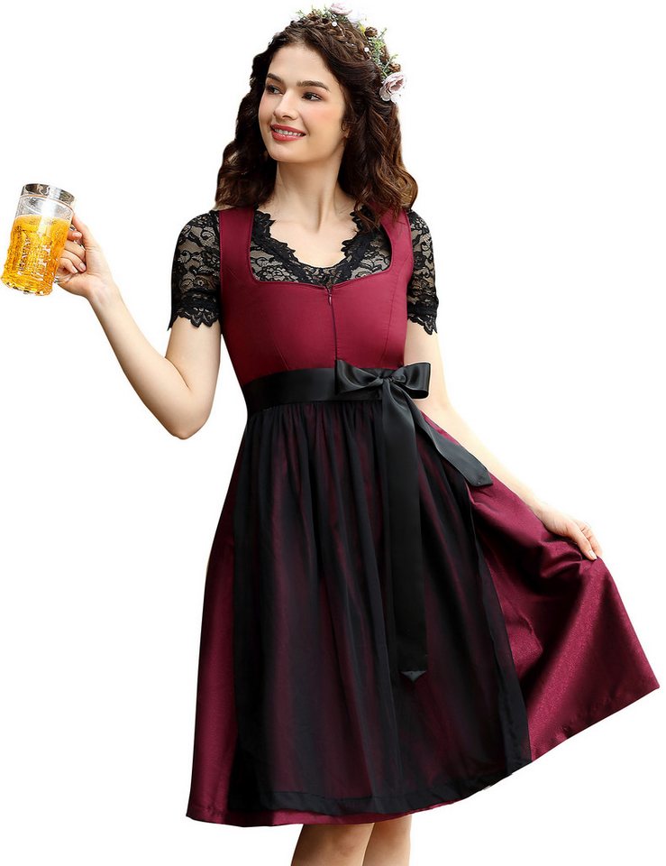 MODISFRAU Dirndl Damen 3‑Teilig Eleganteres Trachtenkleid für Oktoberfest