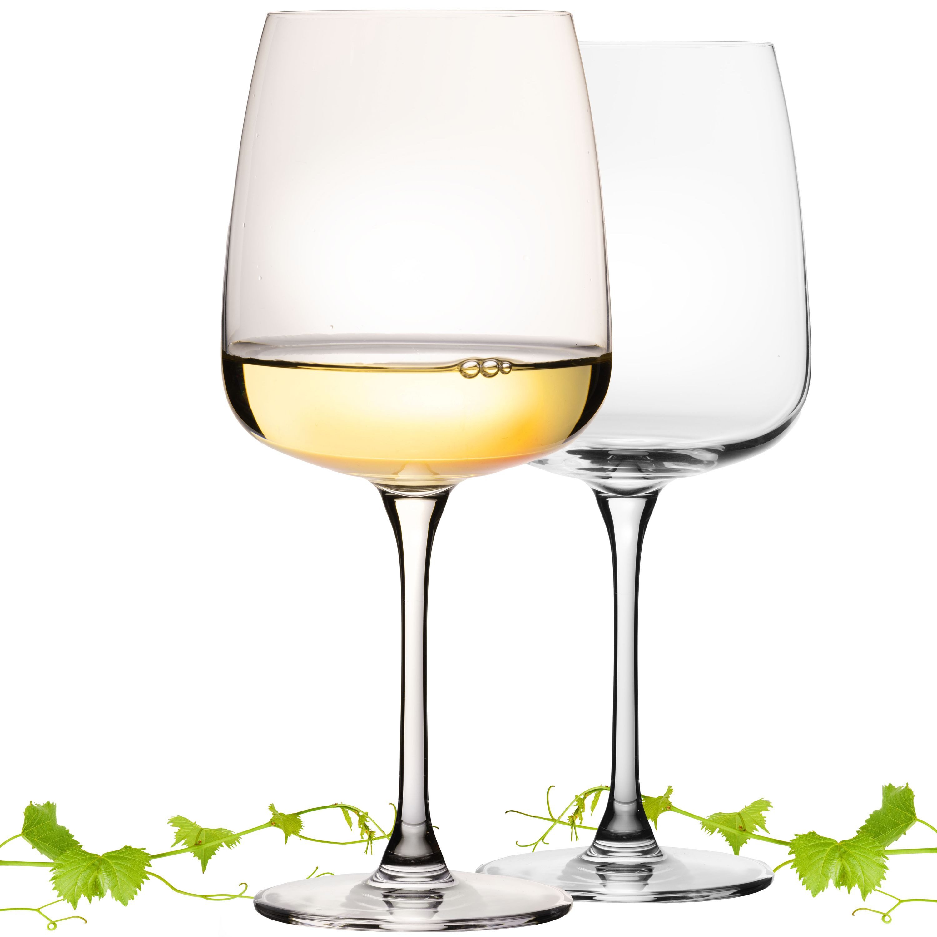 IMPERIAL glass Weinglas Große Eckige Weißweingläser 480ml "Milano" Set 2-Teilig, Crystalline Glas, Chardonnay Glas aus Crystalline Glas Spülmaschinenfest