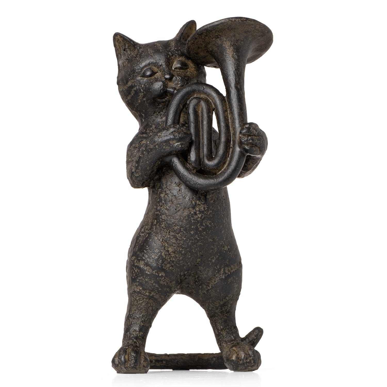 Katzen Kätzchen Instrument, Dekoration Baritone Figur Statue Gartenfigur Deko Figur Dekofigur Moritz Katze Skulptur mit Dekofigur