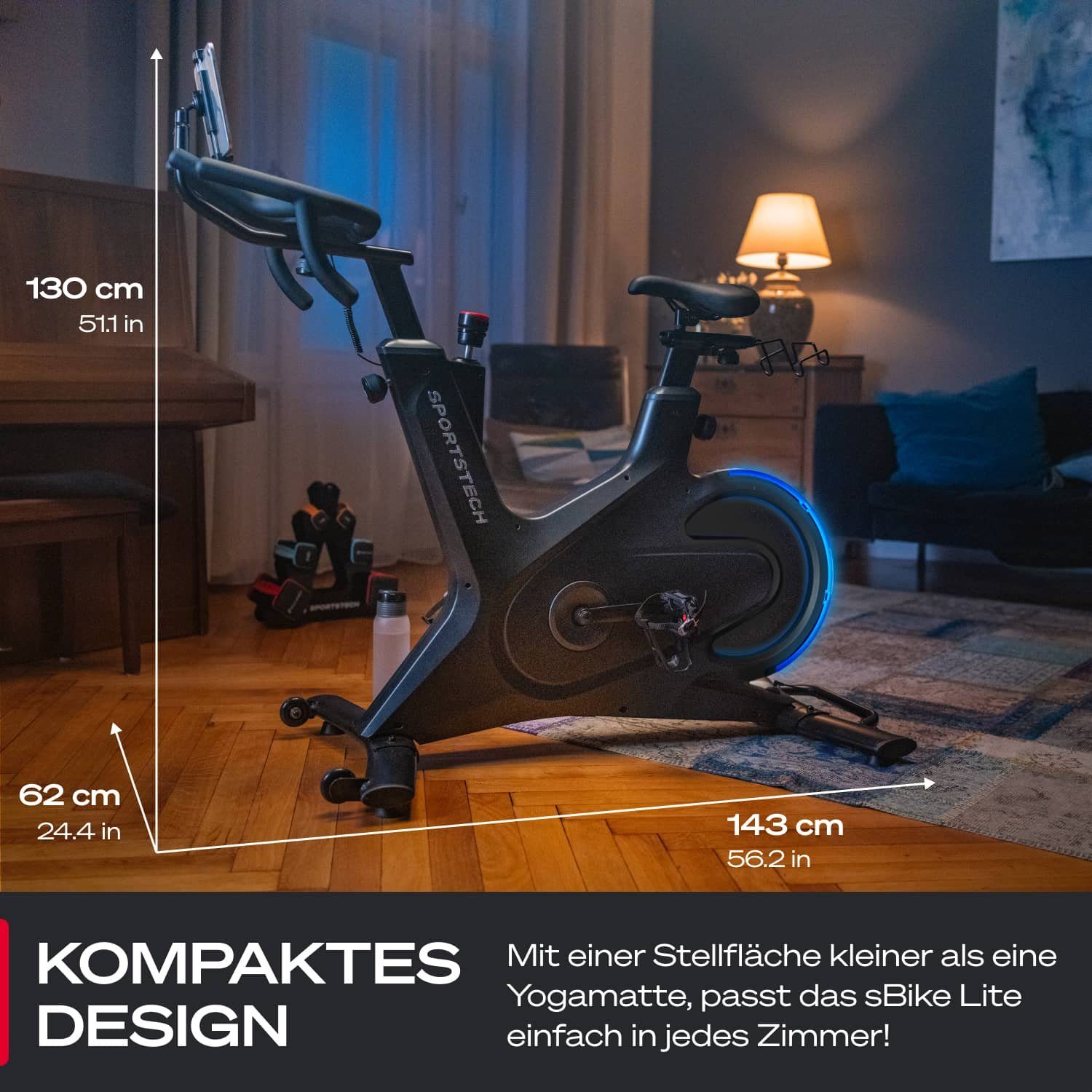 Sportstech Speedbike sBike Lite, LED-Funktion & App Support, Innovatives Speedbike