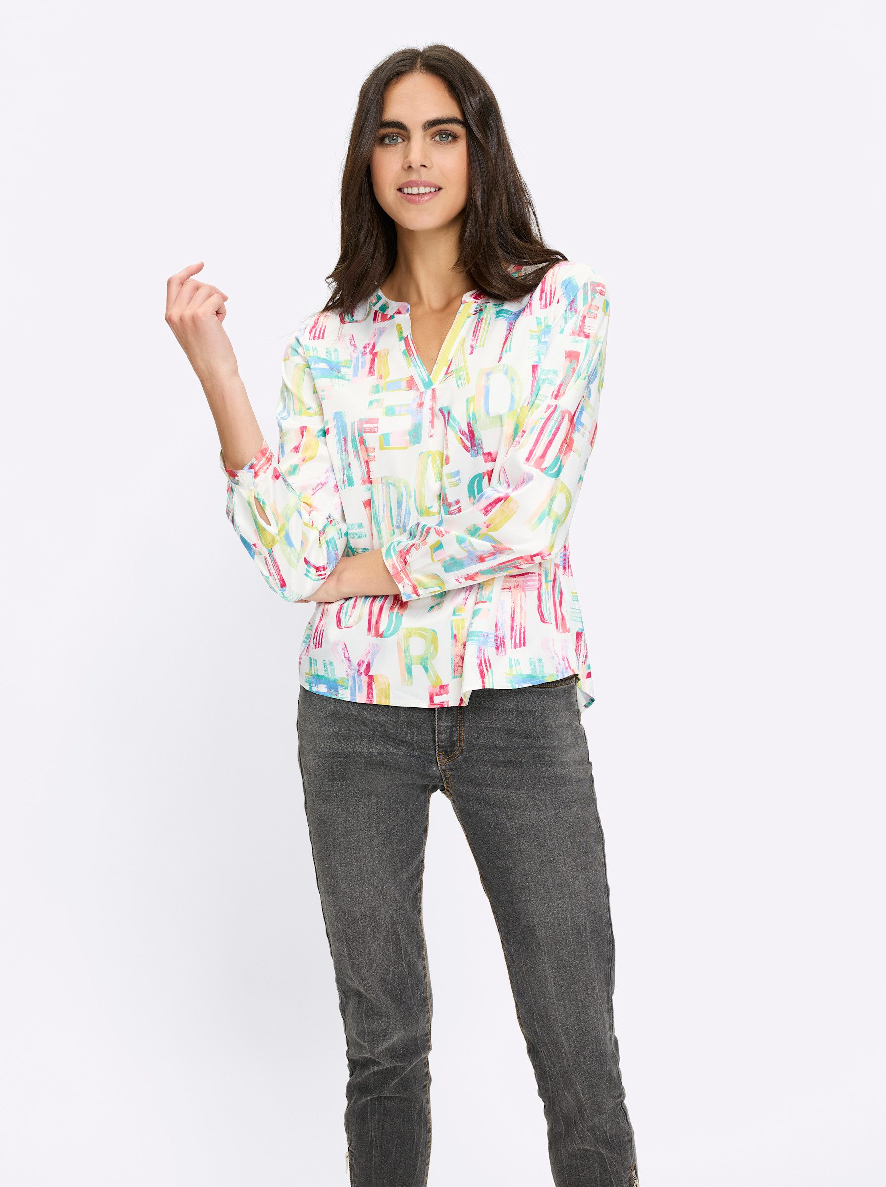 Klassische Bluse Druckbluse Langarm