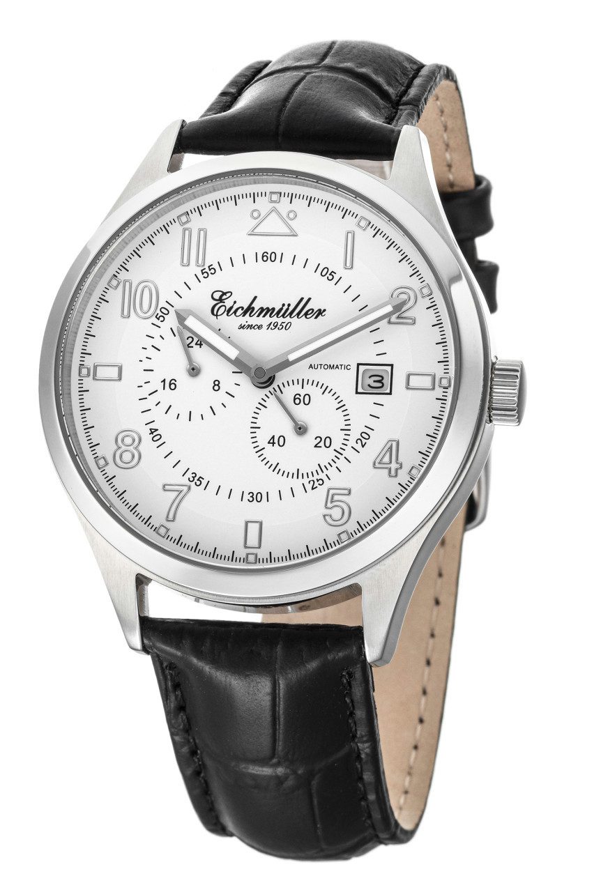 Automatikuhr Herrenuhr Zifferblatt Weiß, 41 mm, Lederband Schwarz, RE7008