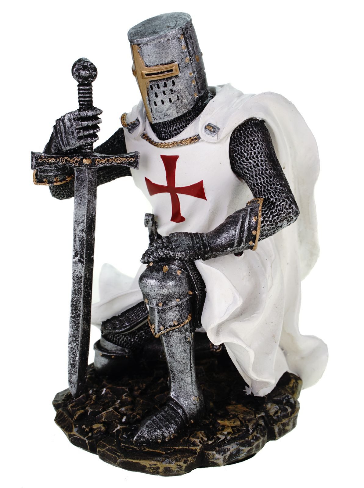 Vogler Dekofigur Tempelritter knieend 18 cm Figur Templer knieend Ritter Mittelalter
