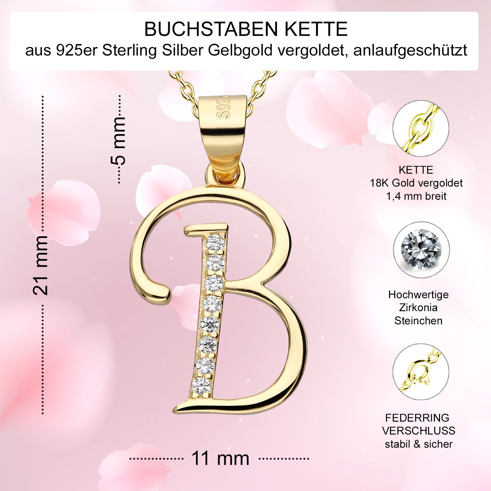 AMERITA Kette mit Anhänger Buchstabenkette B günstig online kaufen
