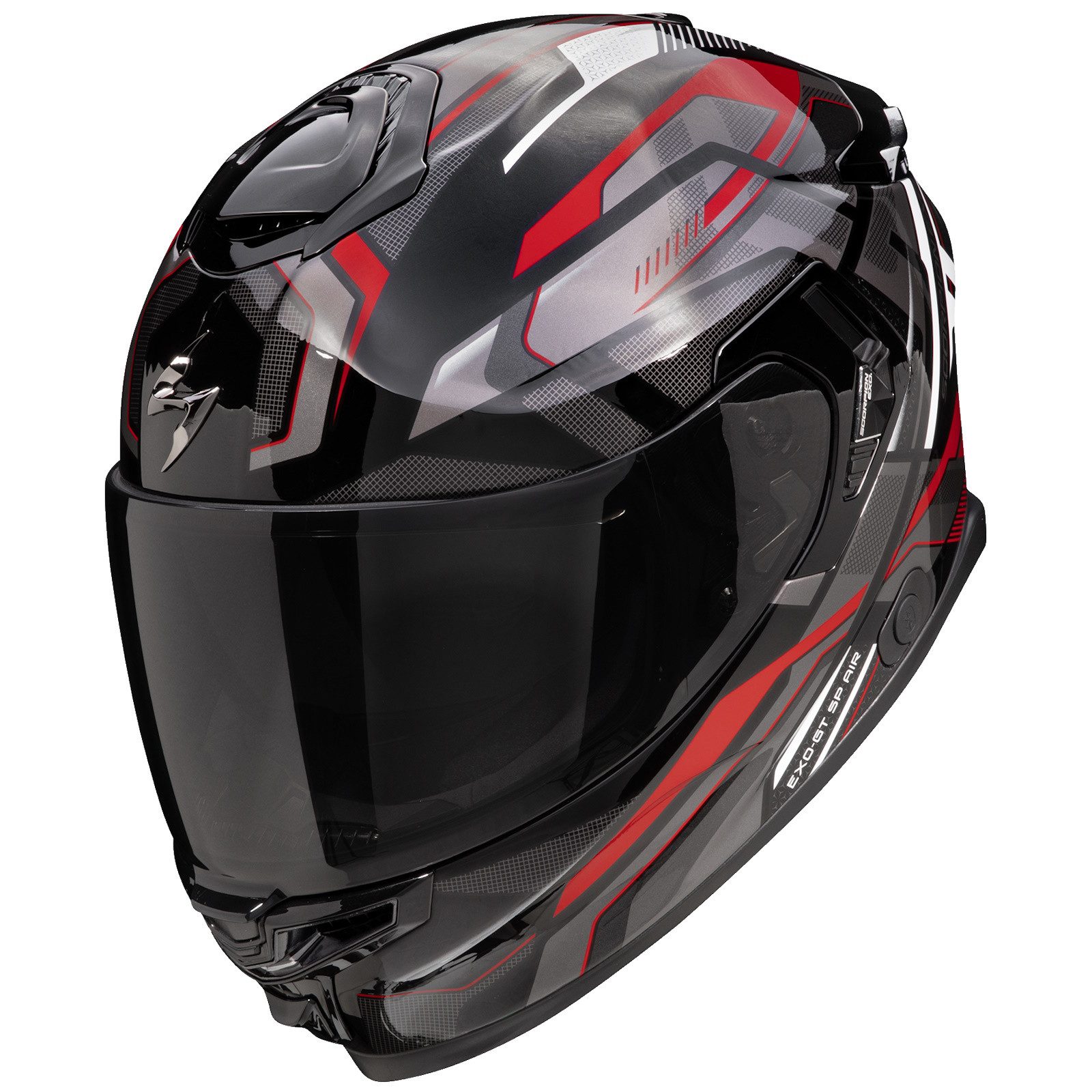Motorradhelm Scorpion Exo-GT SP Air Augusta Integralhelm Schwarz / Grau / Rot