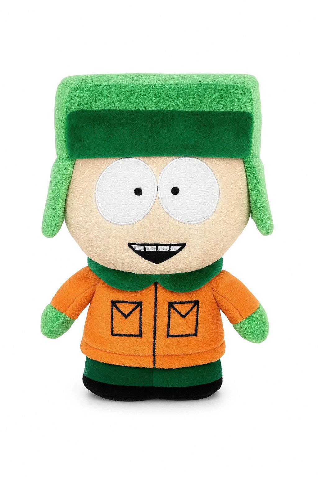 Play by Play Kuscheltier South Park Plüschfigur Kyle 23 cm Kultfigur Sammler Kuscheltier (Set, 1-St., Geschenk-Set), Grüne Mütze und orange Jacke als Kult-Look weich gefüllt