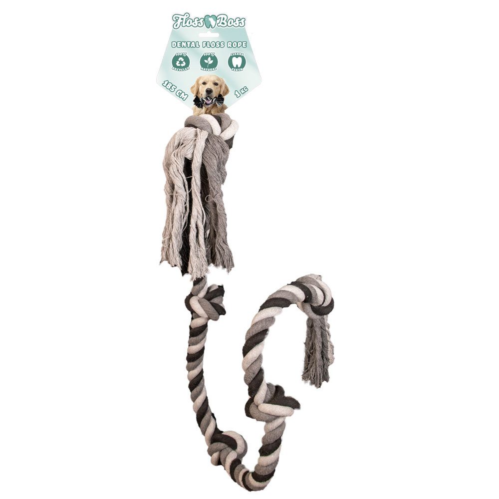 Holland Animal Care Tiertaue Floss Boss Dental Baumwollseil mit 5 Knoten Länge: 185 cm