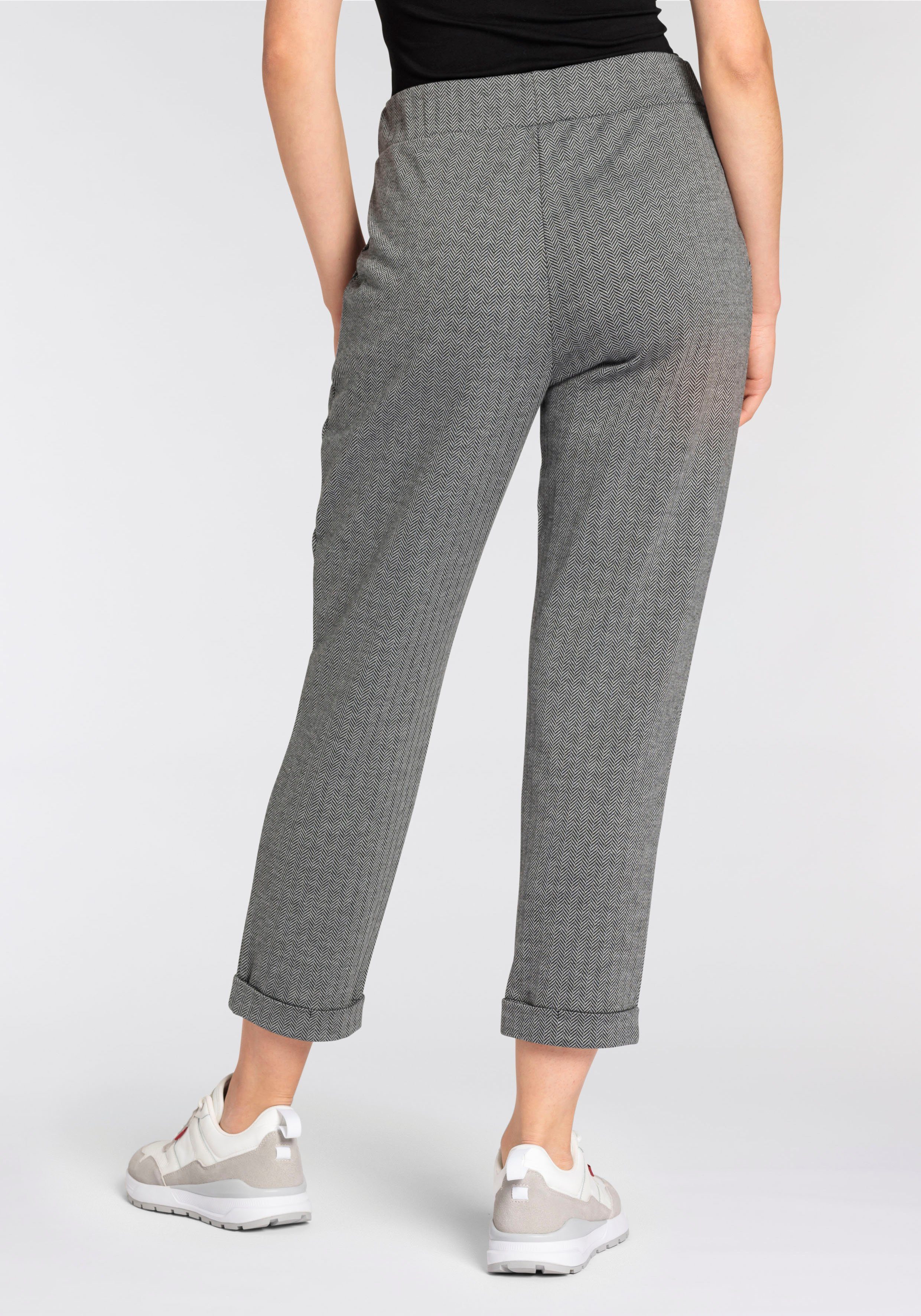 Herrlicher Jerseyhose Hester mit feinem Fischgratmuster günstig online kaufen