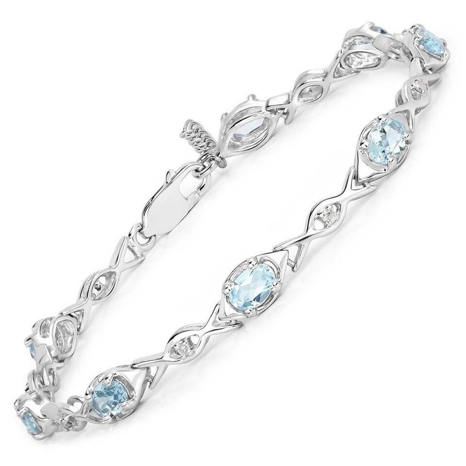 Vira Jewels Armband 925-Sterling Silber rhodiniert Glänzend Blautopas beh.  Blau