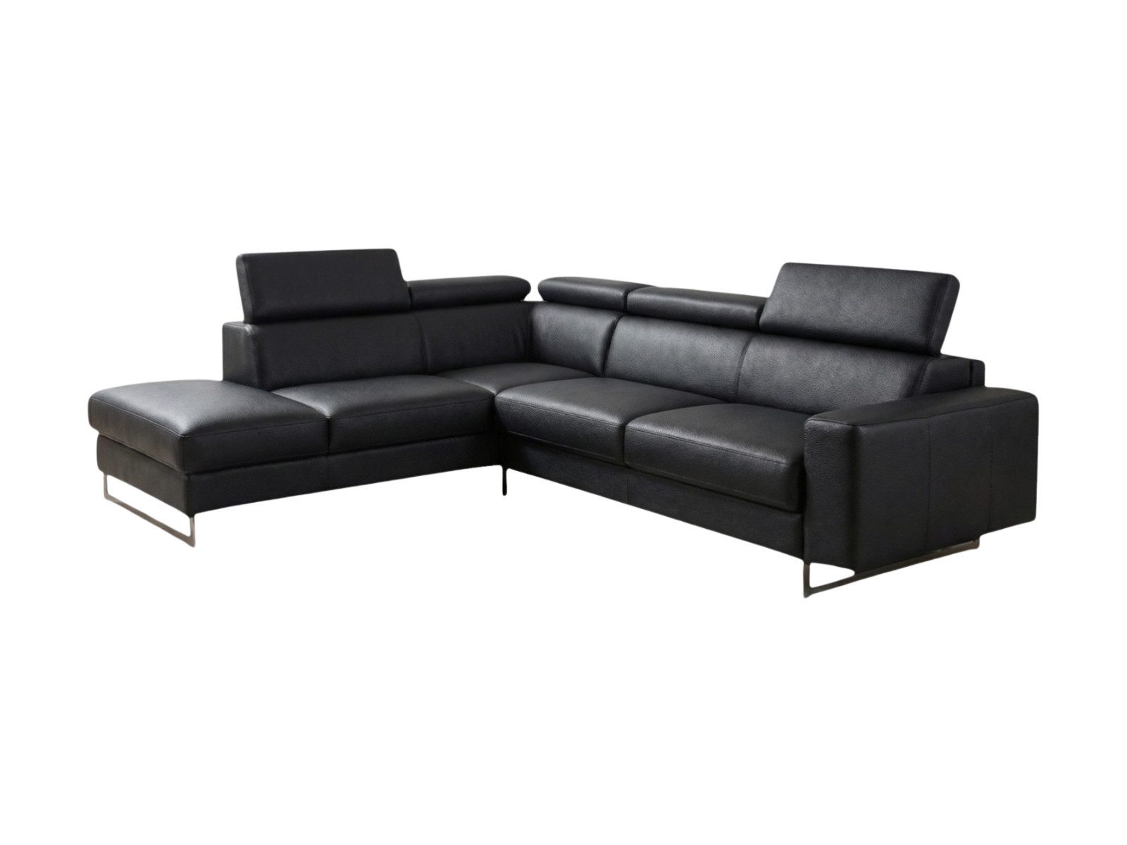 Villa Möbel Ecksofa Gotham, L-Form 1 Teile, Echtleder-Ecksofa Bettfunktion und Kopfteilverstellung fürs Wohnzimmer