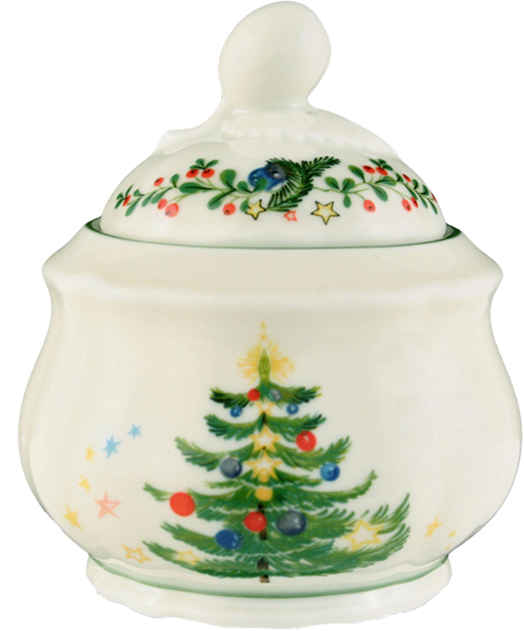 Seltmann Weiden Zuckerdose Marieluise Weihnachten, 0,21 l, Porzellan, (Set, 2-tlg., Unterteil und Deckel zur Zuckerdose), weihnachtliches Dekor