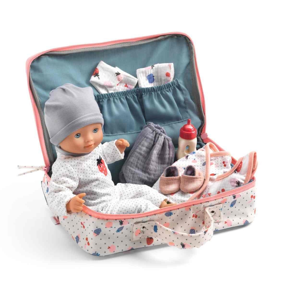 DJECO Babypuppe Pomea Puppe mit Koffer und umfangreichem Zubehör 32 cm Schl günstig online kaufen