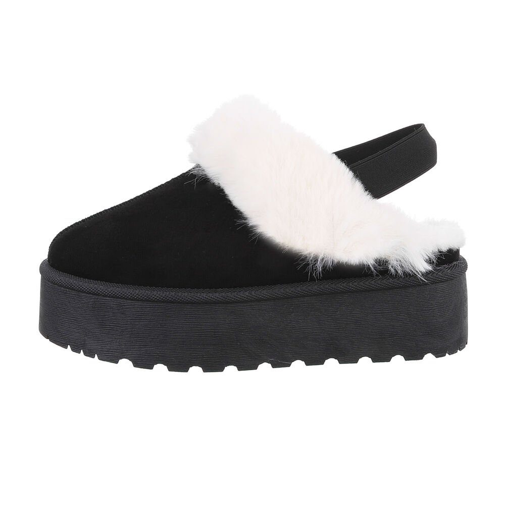 Ital-Design Damen Hausschuhe Freizeit Hausschuh (85080809) Flach Hausschuhe in Schwarz