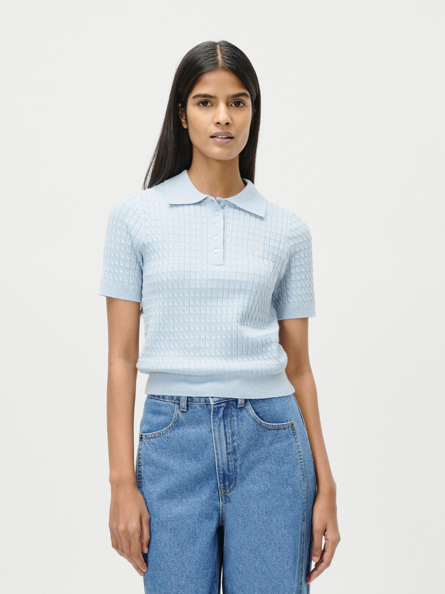 LeGer Poloshirt Manolja, LeGer by Lena Gercke mit Zopfmuster, Logostickerei günstig online kaufen