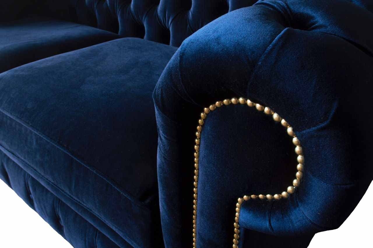 Europe Chesterfield englisch Sofa Couch Blaue klassischer 3 Sofa JVmoebel In Polster, Made Stil Sitz