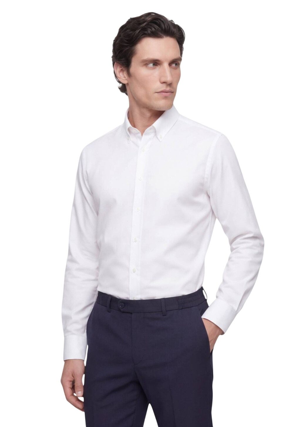 RAMSEY Hemdbluse Weißes Klassisches Baumwollhemd Regular Fit