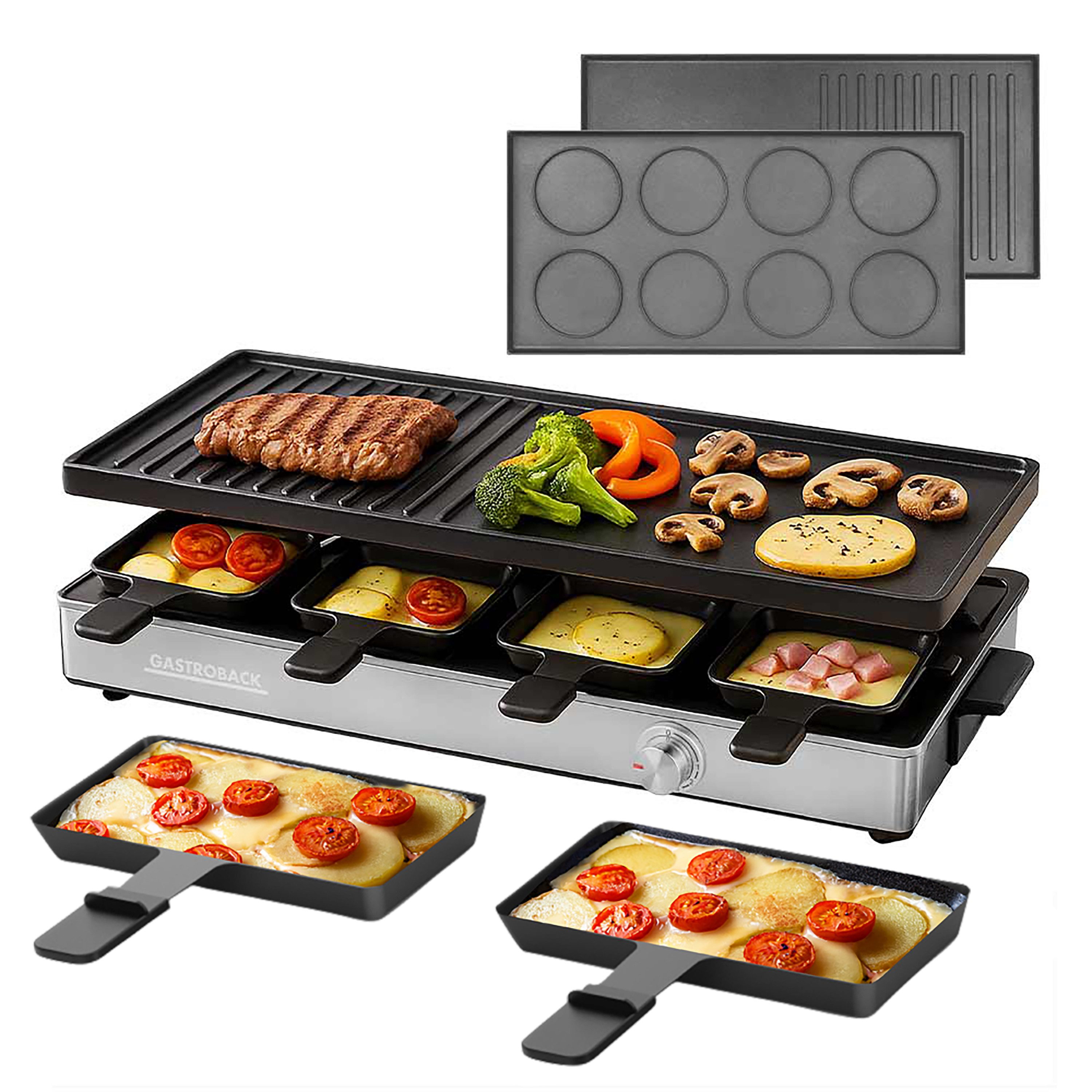 Gastroback Raclette Raclette Grill & Pancake Station, 12 Raclettepfännchen
