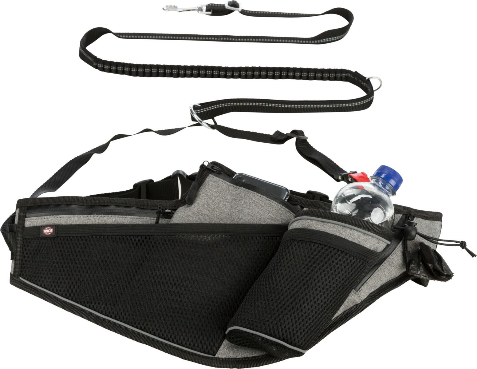TRIXIE Joggingleine TRIXIE Jogginggurt mit Leine - grau/schwarz Gurt: 70–130 cm/23 cm, Le