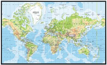 Papermoon Infrarotheizung Weltkarte, Map als Bildheizung, im schwarzen Aluminiumrahmen, HZ(4725), TÜV-Rheinland/GS zertifiziert, angenehme Strahlungswärme