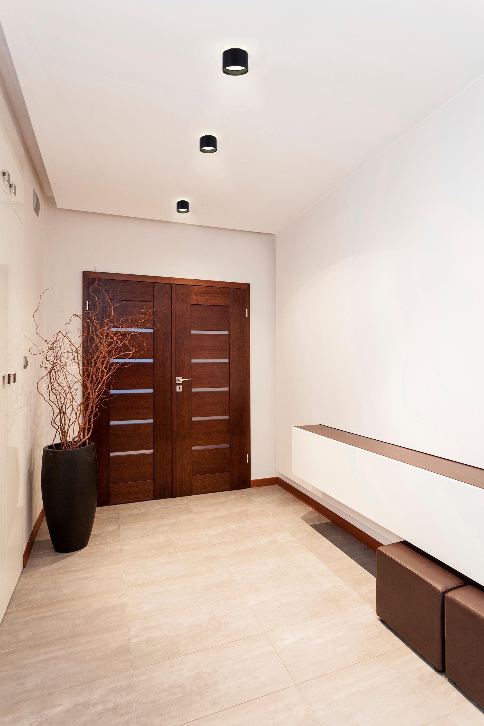 näve LED Deckenspot Trios, getrennt schaltbar, mehrere Helligkeitsstufen, LED fest integriert, Neutralweiß, Warmweiß, Strahler: unten/oben/unten+oben, schwarz