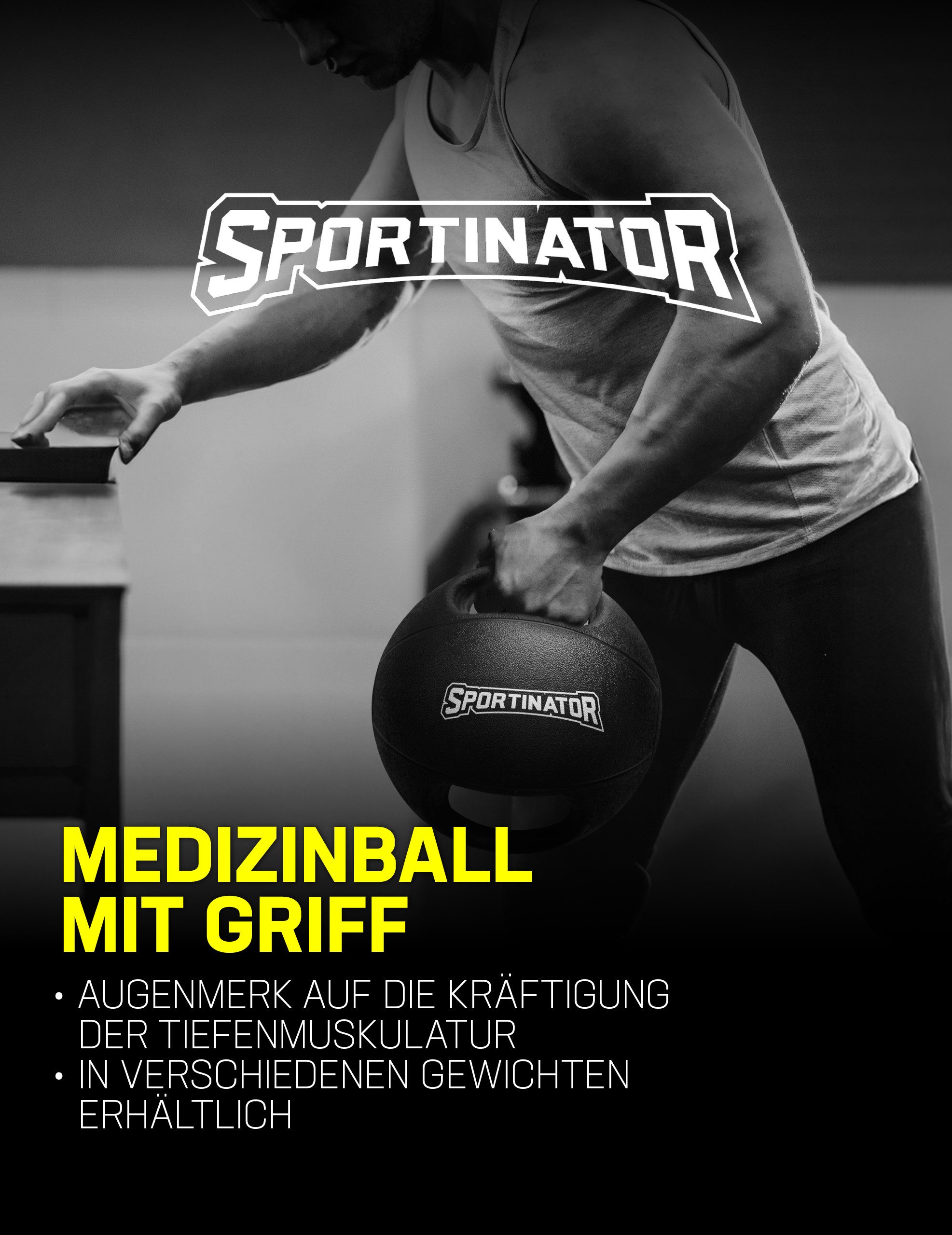 Sportinator Medizinball Premium mit Griff, ideal für Kraft- und Konditionstraining