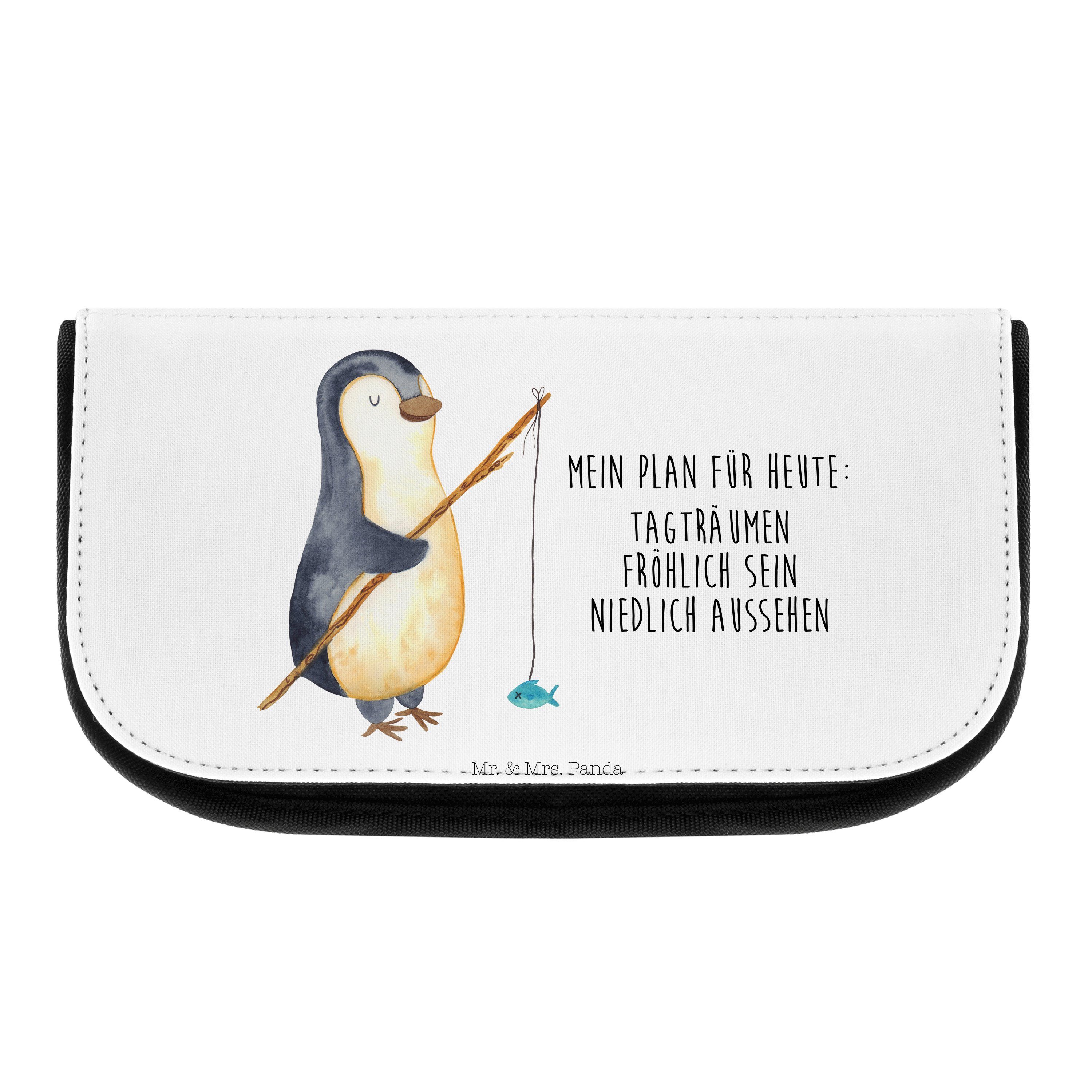 Mr. & Mrs. Panda Kosmetiktasche Pinguin Angler - Weiß - Geschenk, Motivation, Angel, Kulturtasche, Ta (1-tlg)