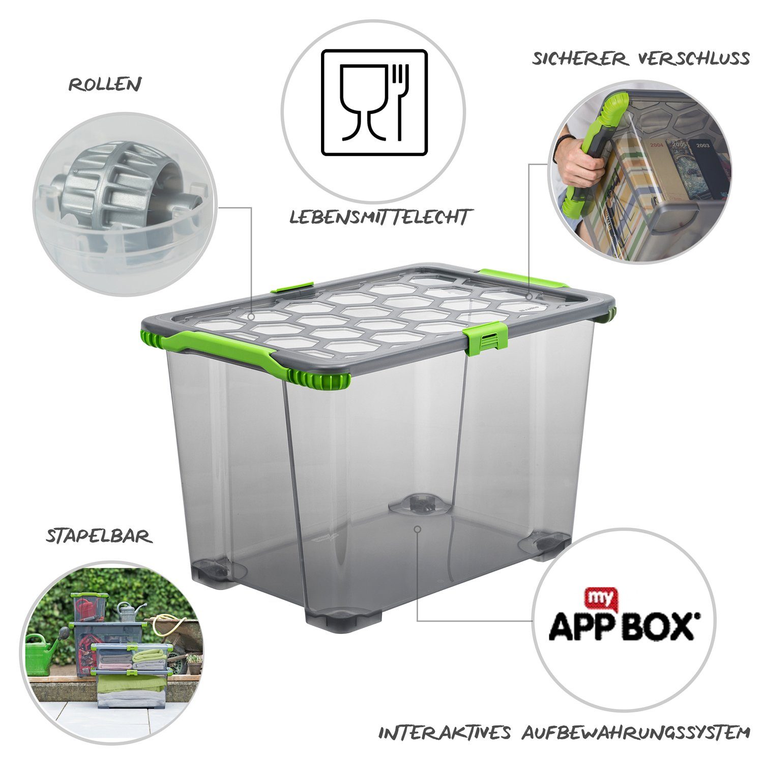 ROTHO Aufbewahrungsbox 3er Set Aufbewahrungsbox mit Deckel 65l EVO Total (Aufbewahrungsset, 3er-Set) – Bild 3 von 4