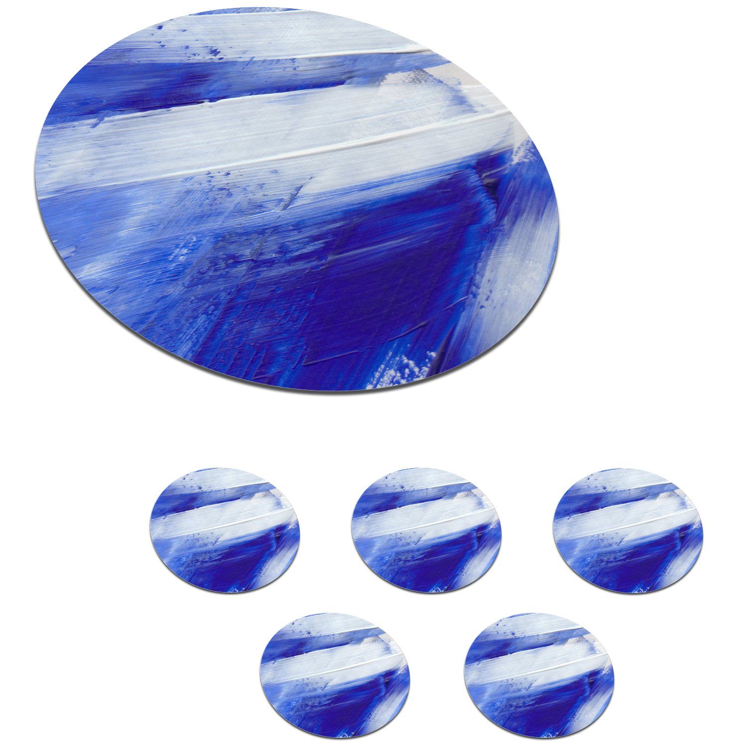 Becher Design Zubehör - Tasse, - Farbe MuchoWow Korkuntersetzer, Tassenuntersetzer, Gläser, 6-tlg., Getränkeuntersetzer, Blau, Glasuntersetzer für