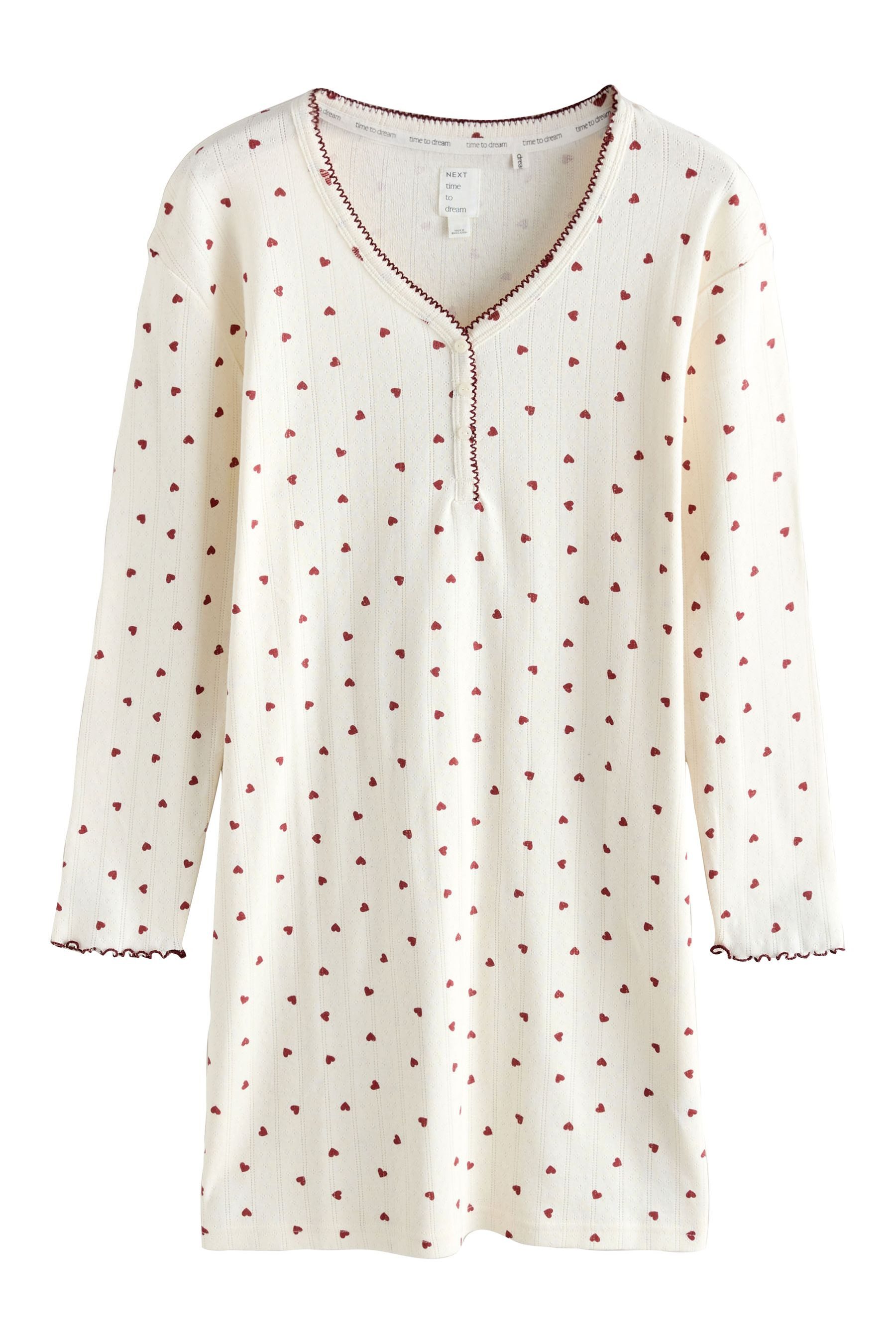 Next Nachthemd Pointelle-Nachthemd mit langen Ärmeln (1-tlg)