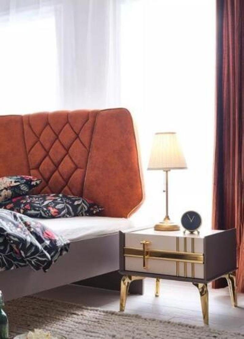 JVmoebel Schlafzimmer-Set Luxus Design, (2-St., Bett, Set Komplett Betten Nachttisch), in Made Schlafzimmer Bett Nachttisch Europa