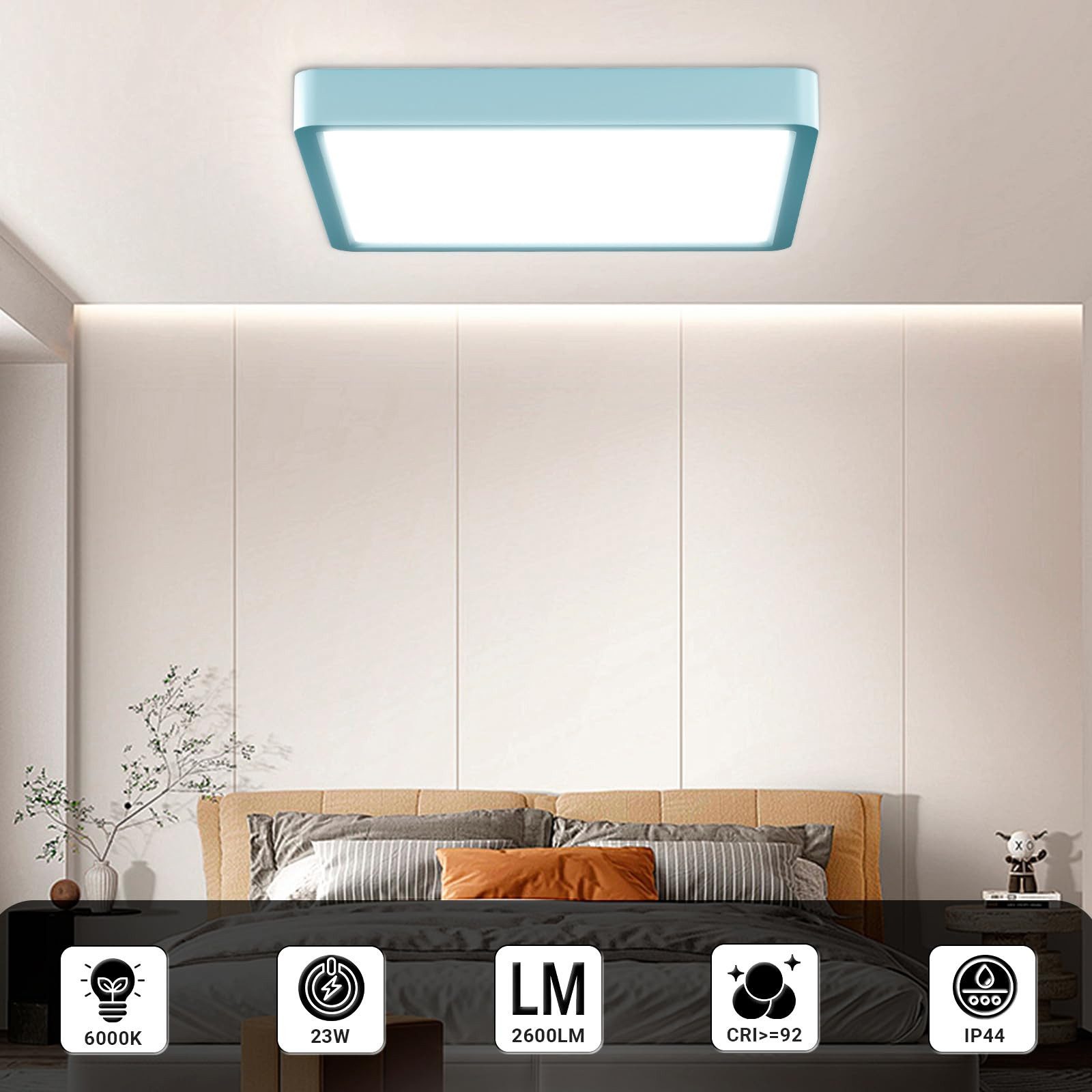 LQWELL LED Deckenleuchte Moderne Natürliche Farben Augenschutz Deckenbeleuchtung Decke 23W, LED fest integriert, 2 ST-Warmweiß (3000K)/ Neutralweiß (4000K)/ Kaltweiß (6000K), für Wohnzimmer Badezimmer Schlafzimmer Küche Balkon Keller Büro