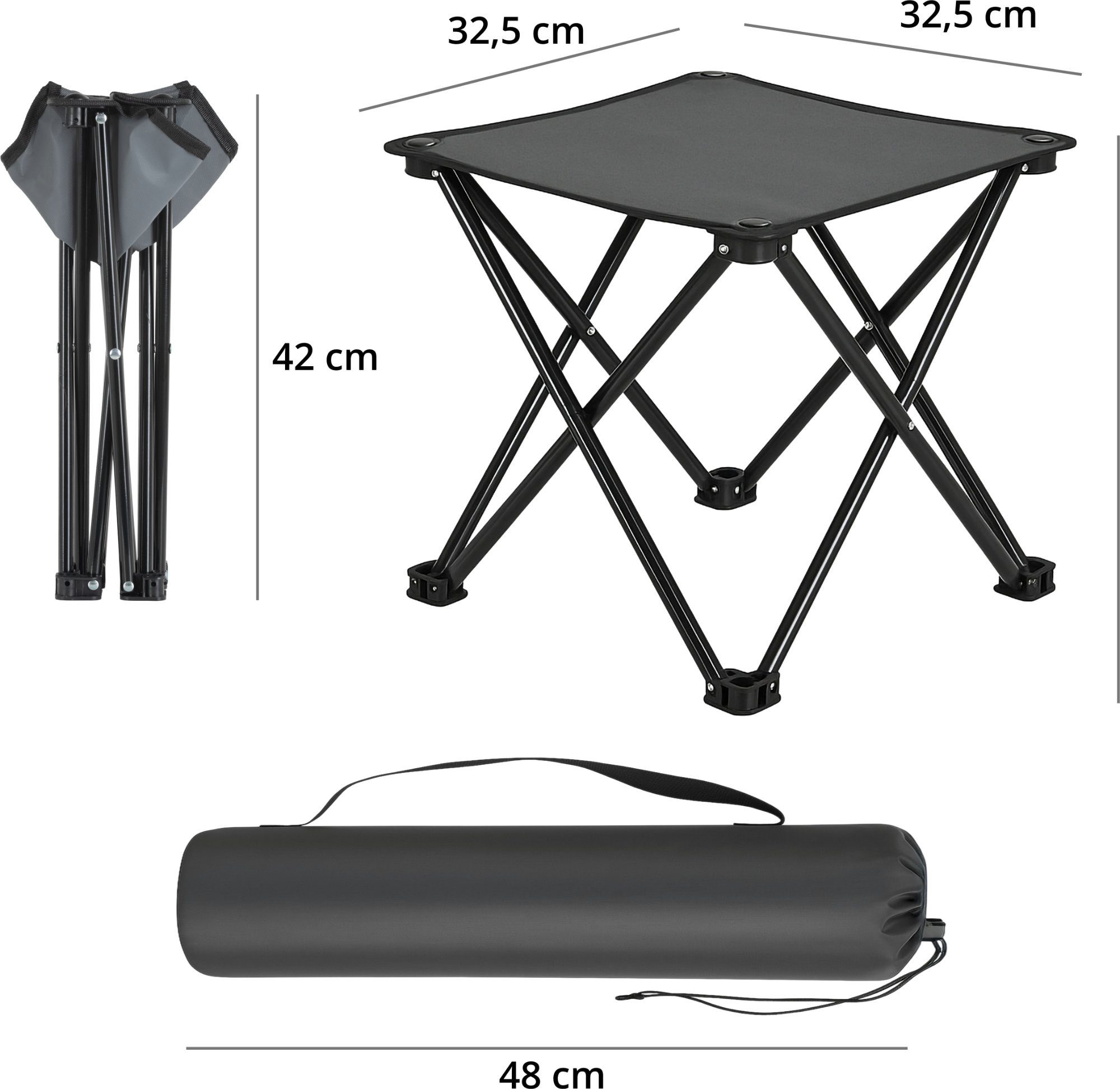 Stagecaptain Klappstuhl TP-334 Klapphocker faltbar für Camping - stabil bis 110 kg (2 St), nur 750 g, inklusive Tragetasche