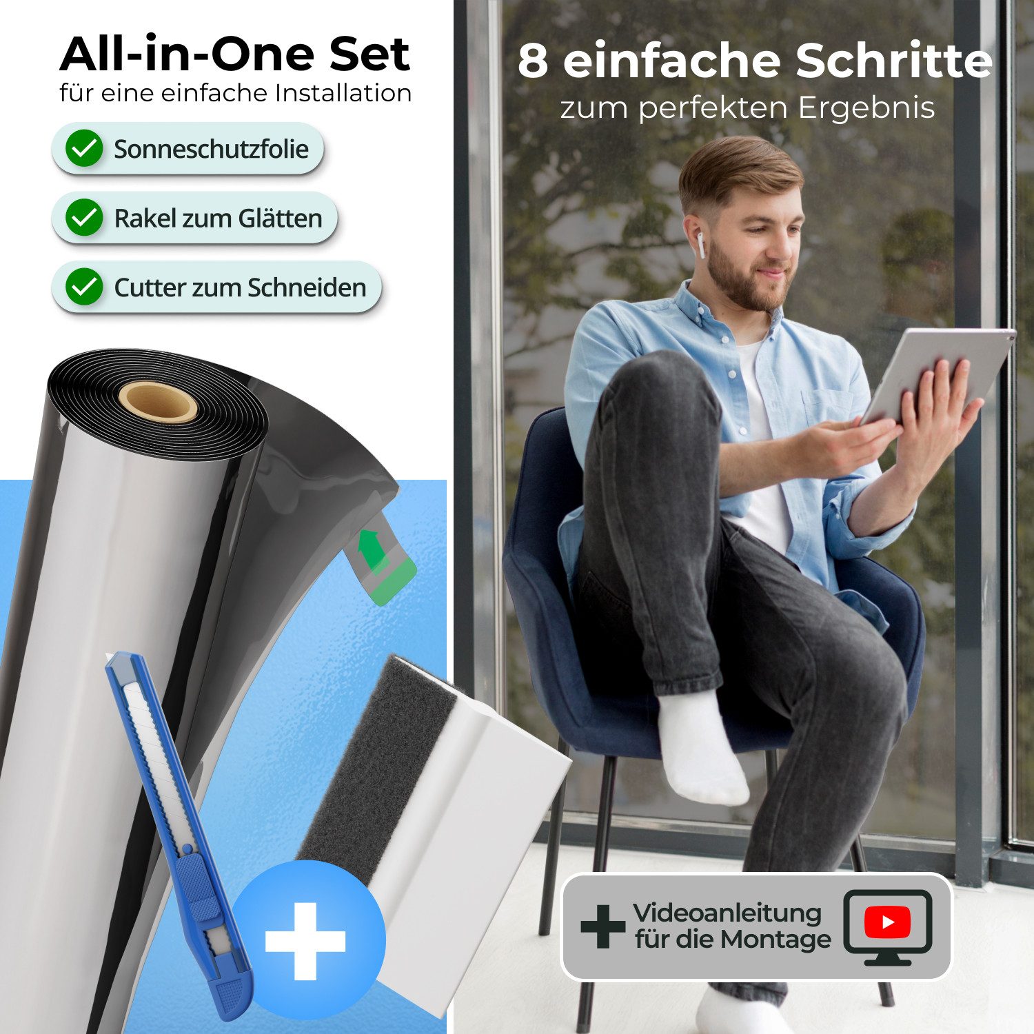 WindowShield Sonnenschutz-Fensterfolie, UV-Schutz Sonnenschutzfolie Fenster innen oder außen