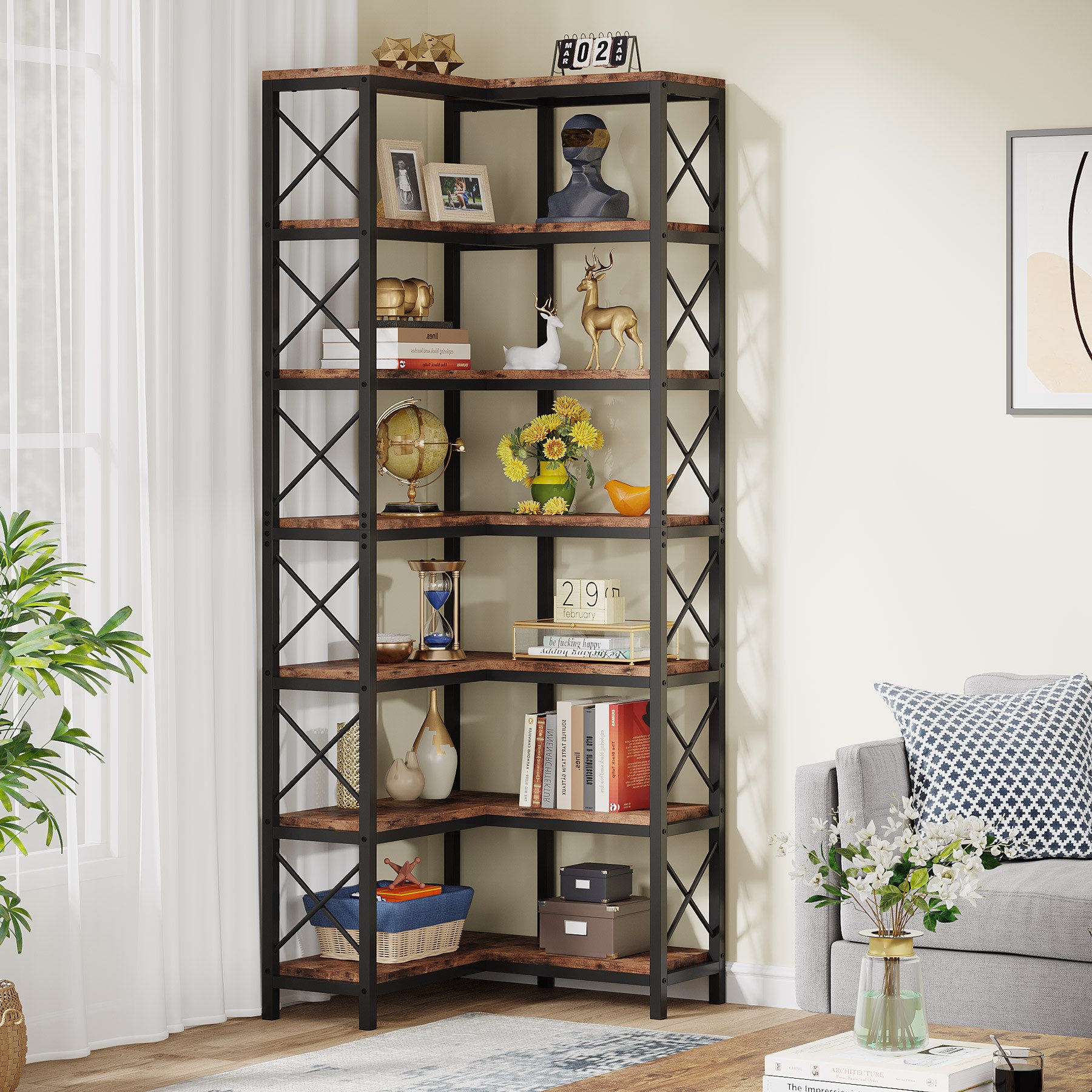 Tribesigns Bücherregal Standregal, großes Eckregal, Lagerregal, günstig online kaufen