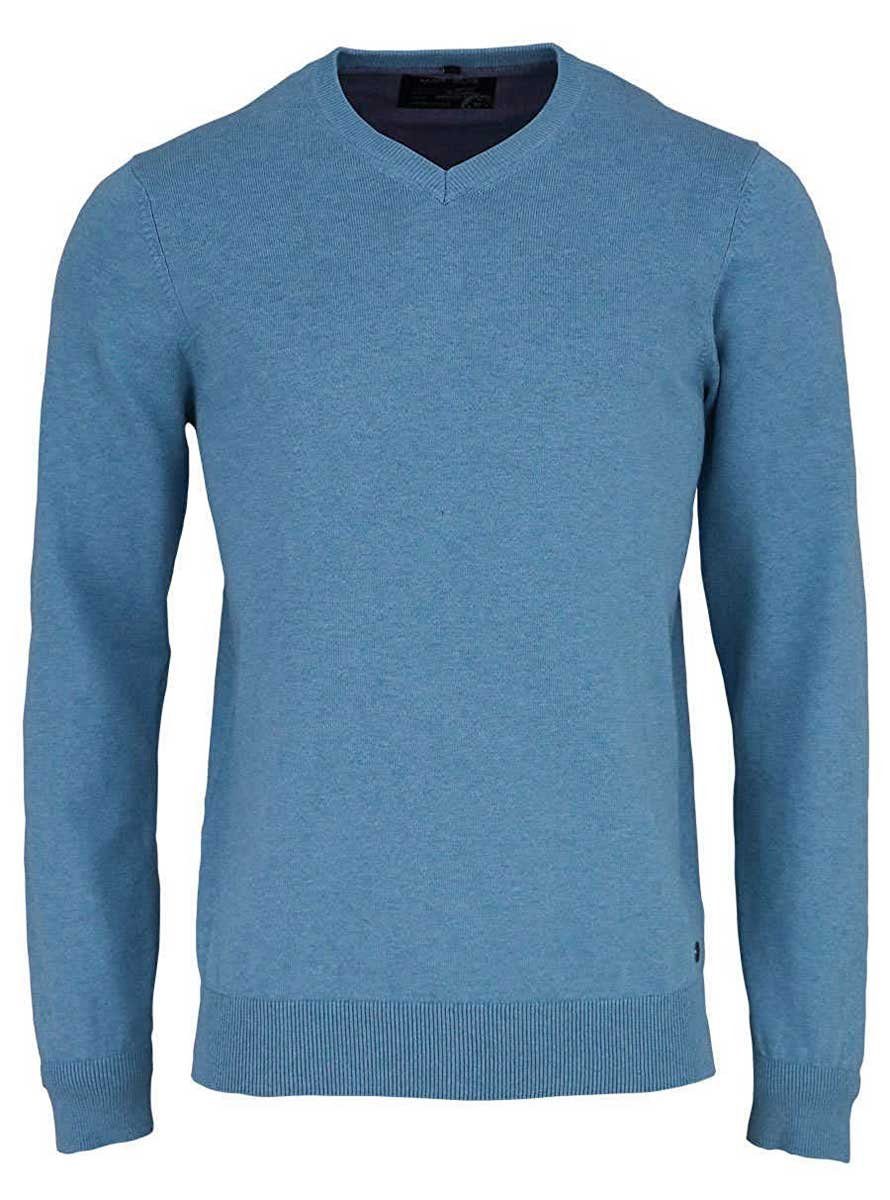 Bekleidung V-Pullover MARVELIS V-Ausschnitt-Pullover Pullover - Casual Fit - V-Ausschnitt - Einfarbig - Hellblau