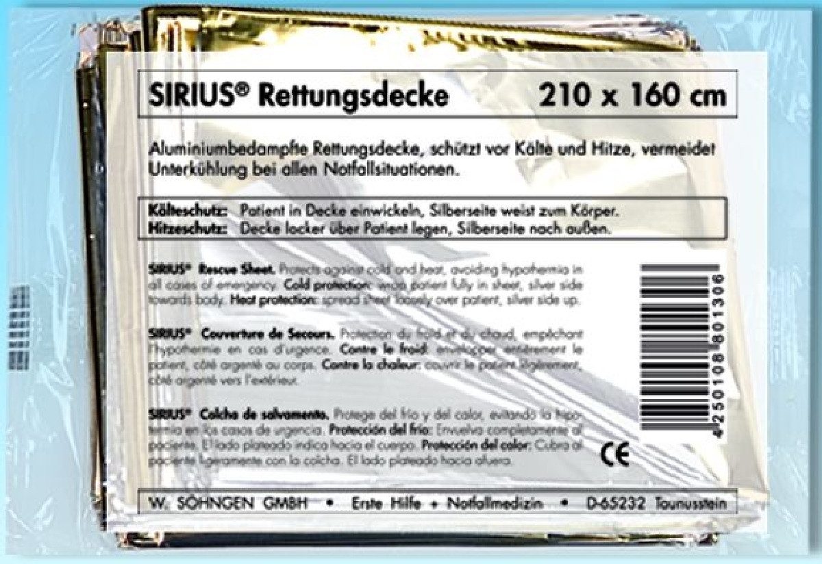Söhngen Erste-Hilfe-Set Rettungsdecke Sirius silber-gold 210 x 160 cm