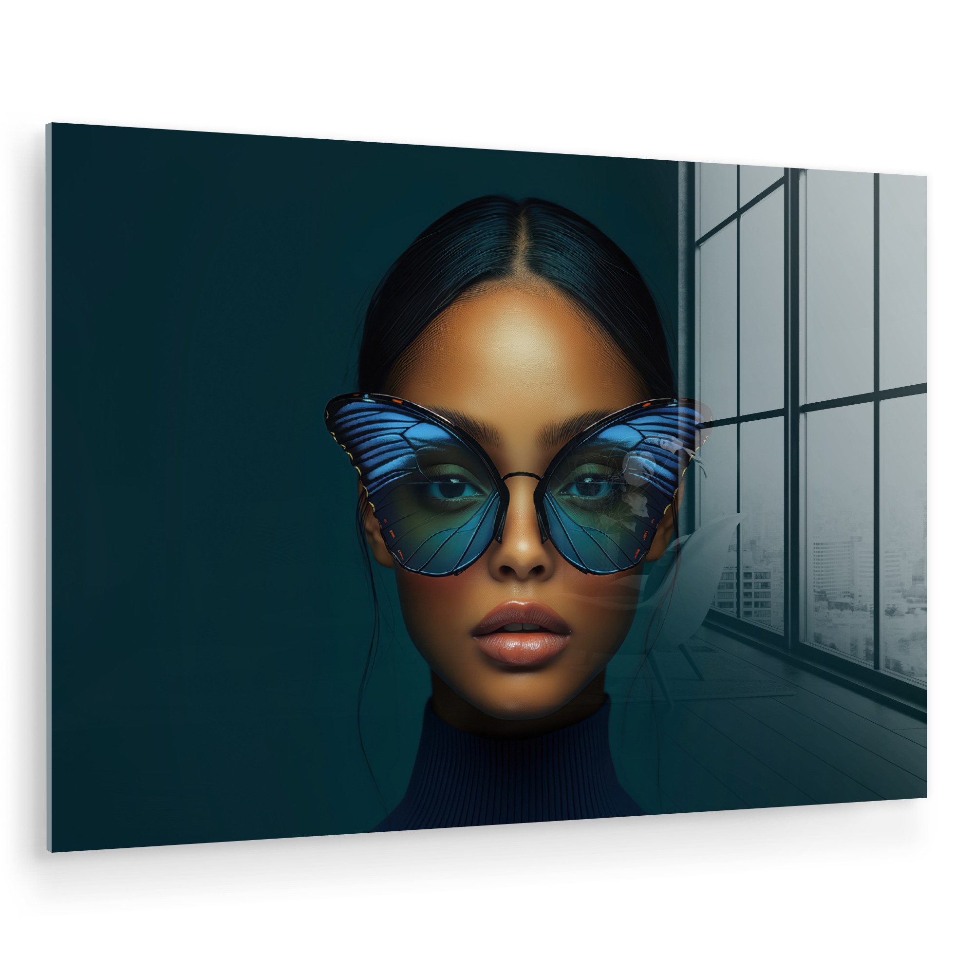 MuchoWow Acrylglasbild Frau - Schmetterling - günstig online kaufen