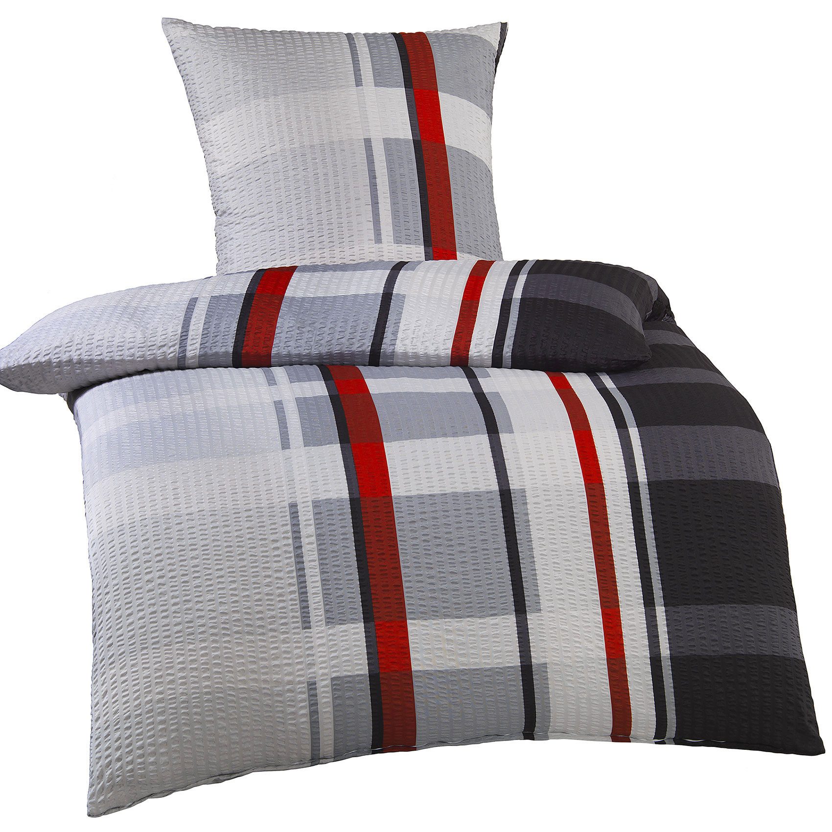 KH-Haushaltshandel Bettwäsche 2-tlg. Seersucker Bettwäsche 135x200 +80x80cm günstig online kaufen