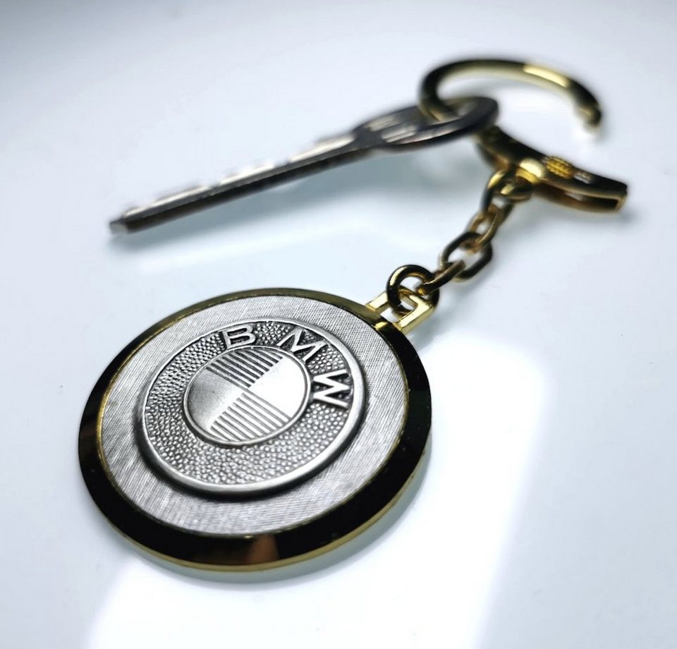 HR Autocomfort Schlüsselanhänger mit Gravur Metall BMW Anhänger orig. 1965  Diamantschliff 3D gefrästes Logo