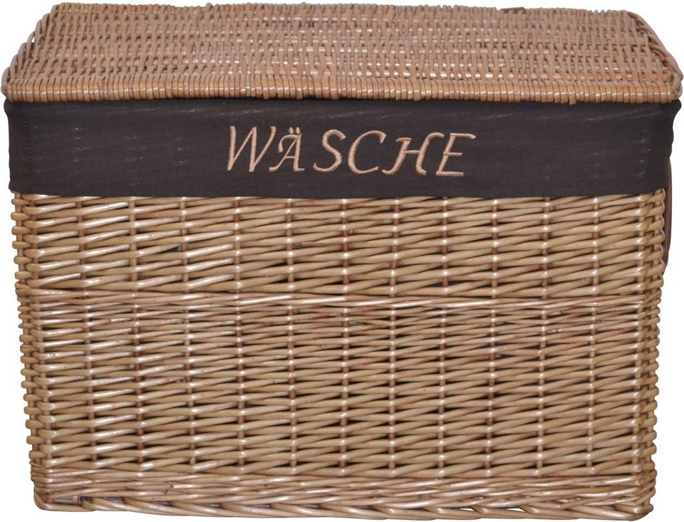 HOFMANN LIVING AND MORE Wäschekorb, aus Weide, handgefertigt, mit  herausnehmbarem Stoffeinsatz, 60x42x41cm