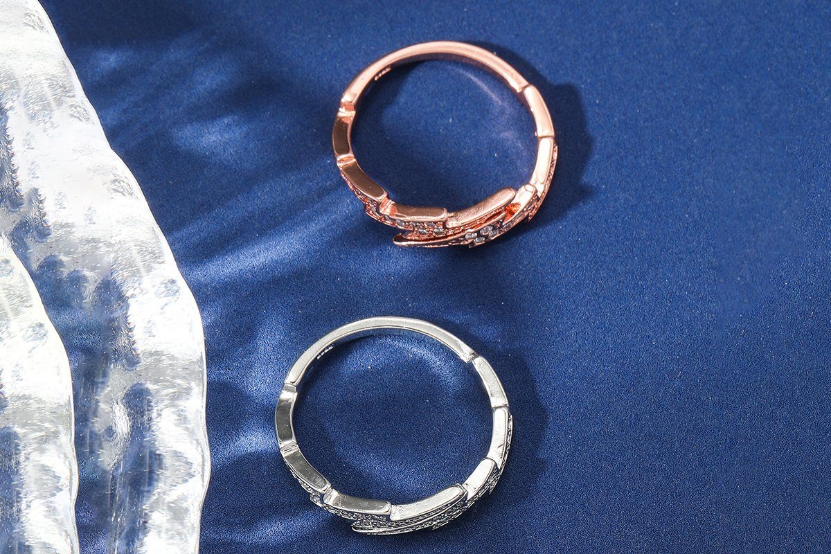 Blitz Fingerring Größenverstellbar, Blitz Size, Rosé Farben Ring Eyecatcher gezackter One verschiedene Motiv Ring