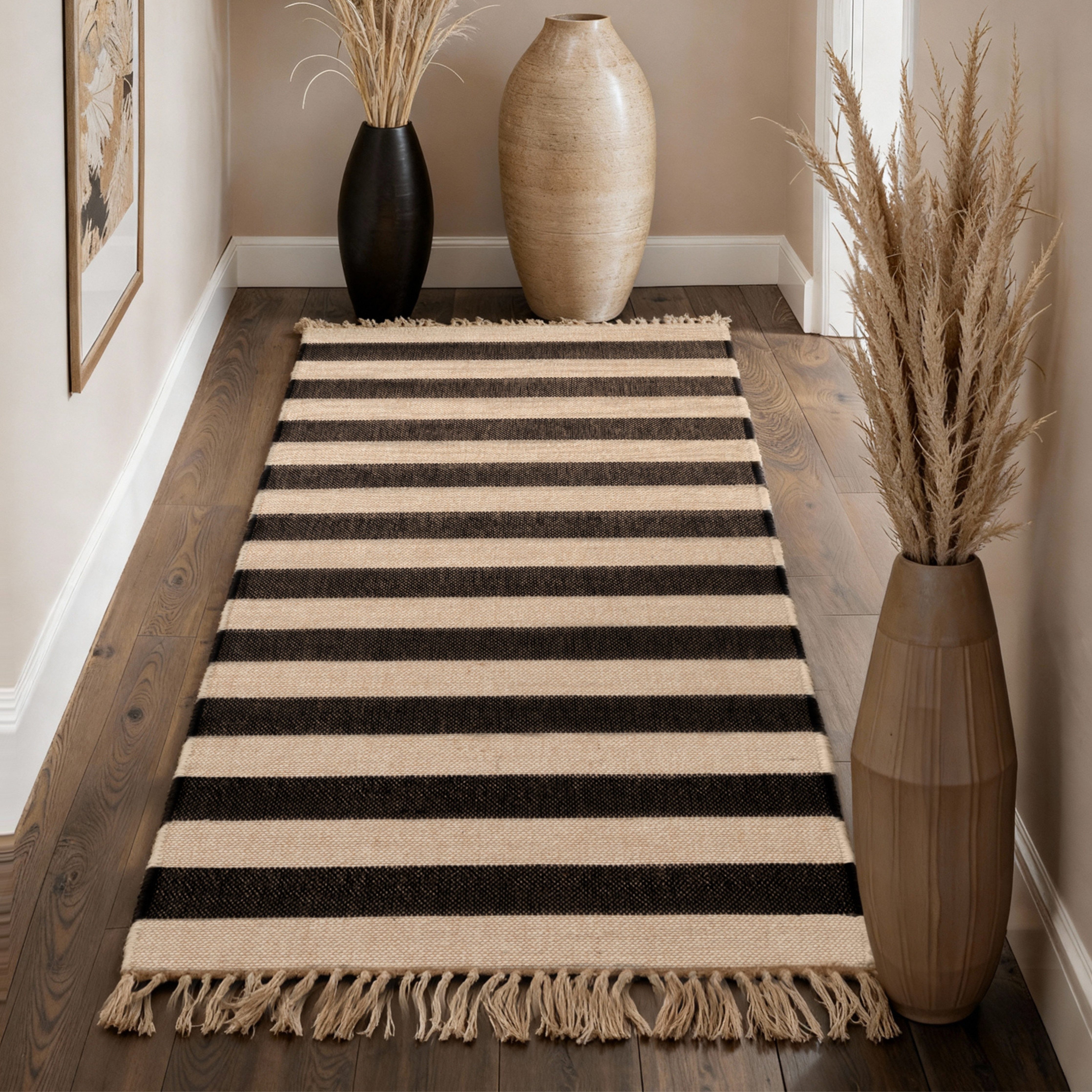 HANSE Home Teppich Playa, rechteckig, Höhe: 6 mm, Jute, Handgemacht, Naturteppich, Wohnzimmer, Läufer, Fransen