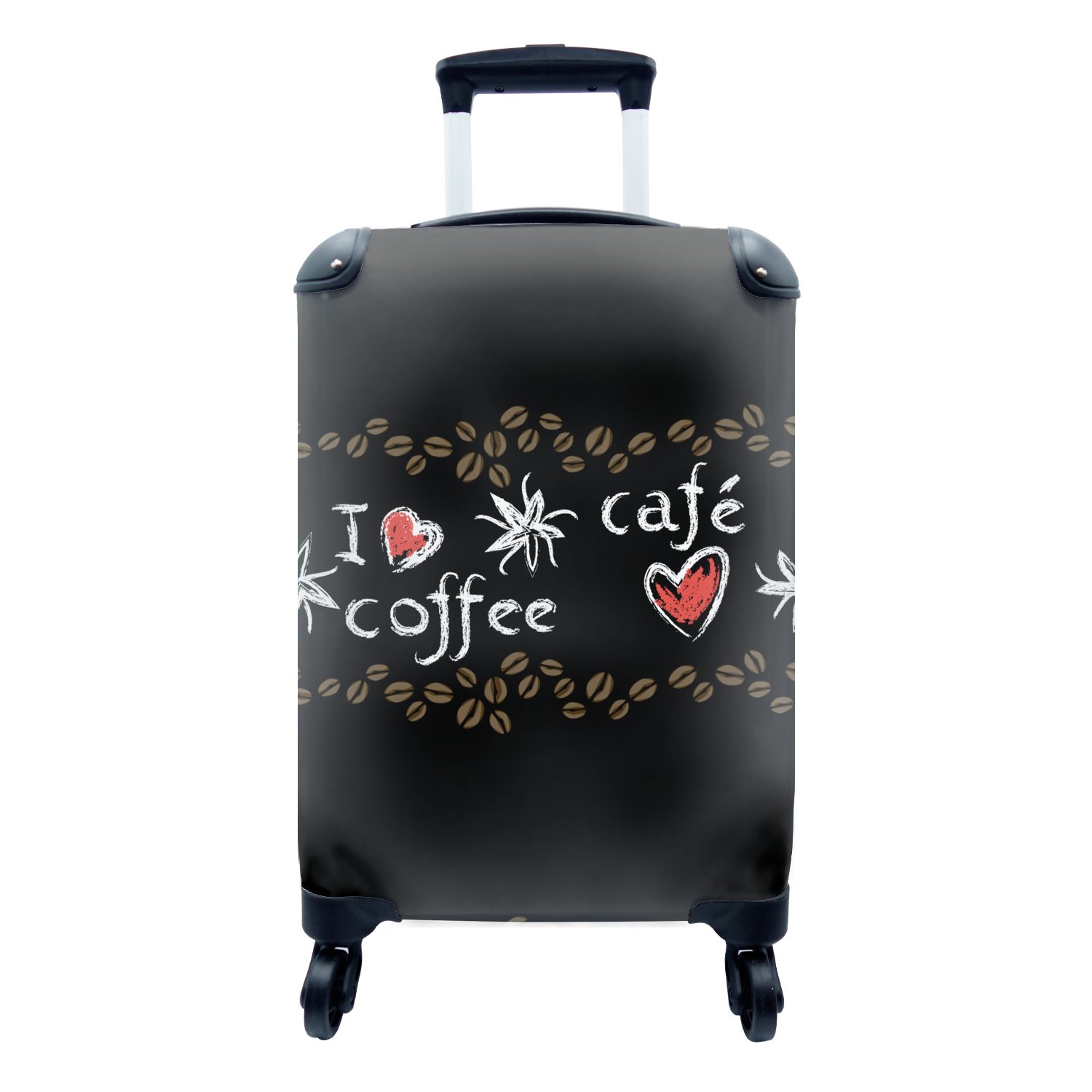 MuchoWow Handgepäckkoffer Kaffee - Muster - Liebe, 4 Rollen, Reisetasche mit rollen, Handgepäck für Ferien, Trolley, Reisekoffer