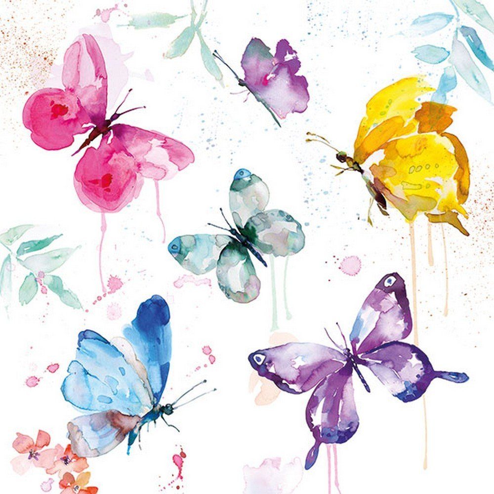 Ambiente Luxury Paper Products Papierserviette 20 Servietten Butterfly Collection white 33x33cm, (20 St)