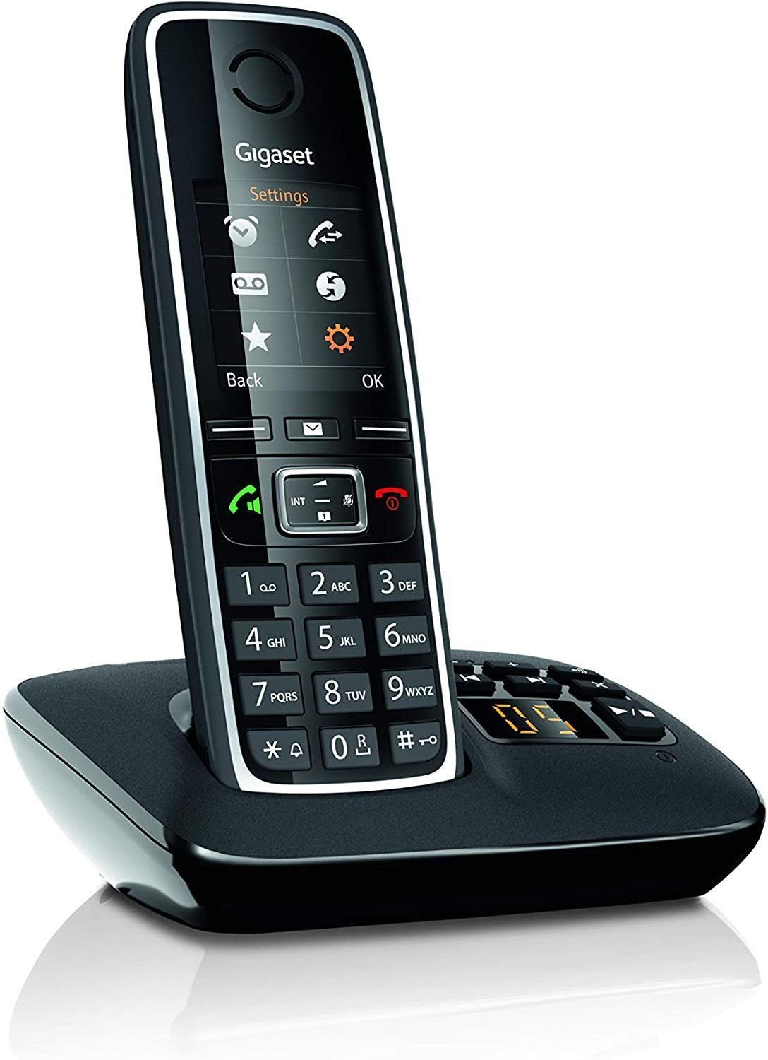 Gigaset GIGASET C 530A schwarz Schnurloses Telefon (Babyphone-Funktion) mit  Anrufbeantworter DECT-Telefon (Mobilteile: 1, Anrufbeantworter &  Freisprechen & Wecker, Kalender, Geburtstags-Erinnerung)