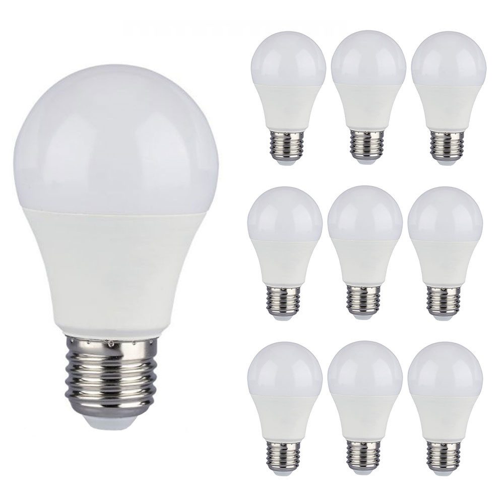 LEDOLET LED-Leuchtmittel 10er SPARSET 9W LED Lampe Birne E27 warmweiß o. tageslichtweiß, E27, 10 St., Warmweiß, Tageslichtweiß, LED integriert